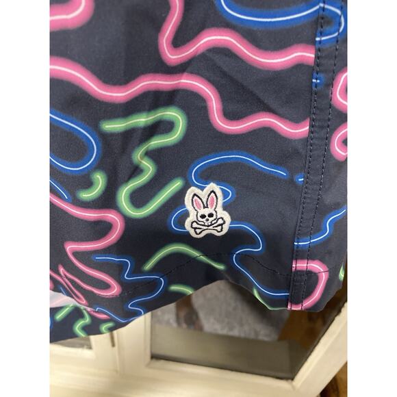 Psycho Bunny Swim Trunks Men's Size 1X-XL Neon Perry Rabbit Shorts Bathing Suit - Picture 3 of 4